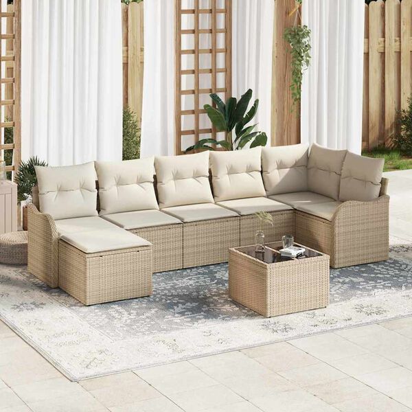 vidaXL Set Divano da Giardino Beige polyrattan