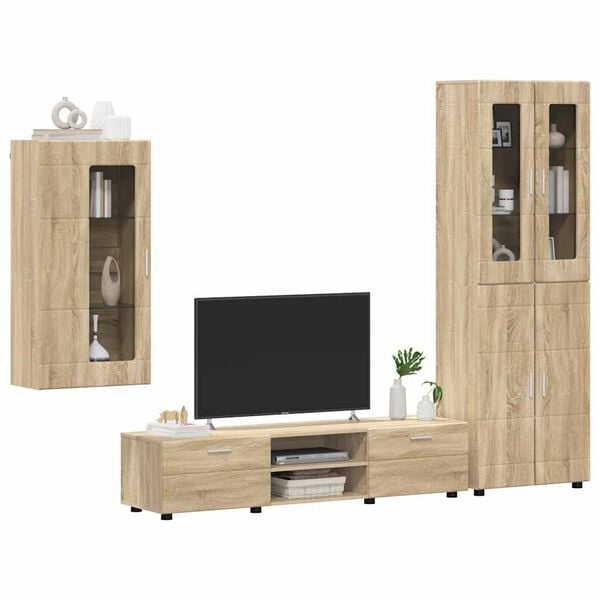 vidaXL Set mobile TV con porta FLORIN Rovere Sonoma Legno multistrato