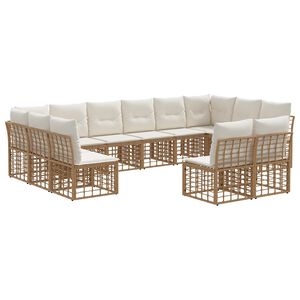 vidaXL Set di divani da esterno 6 pcs Naturale e Bianco Crema