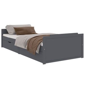 vidaXL Giroletto Cassetti Grigio Scuro Legno Massello di Pino 90x200cm