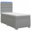 vidaXL Letto con Box Spring, Materasso e LED Grigio Chiaro 90 x 190 cm