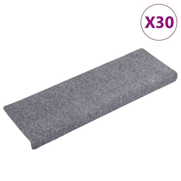 vidaXL Tappetini per scale autoadesivi 30 pz 65x21x4 cm Grigio chiaro bordo rettangolare