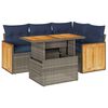 vidaXL Set Divano Giardino 5 pz con Cuscini Grigio Polyrattan Acacia
