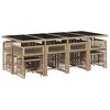 vidaXL Set da Pranzo da Giardino 13 pz con Cuscini Beige in Polyrattan