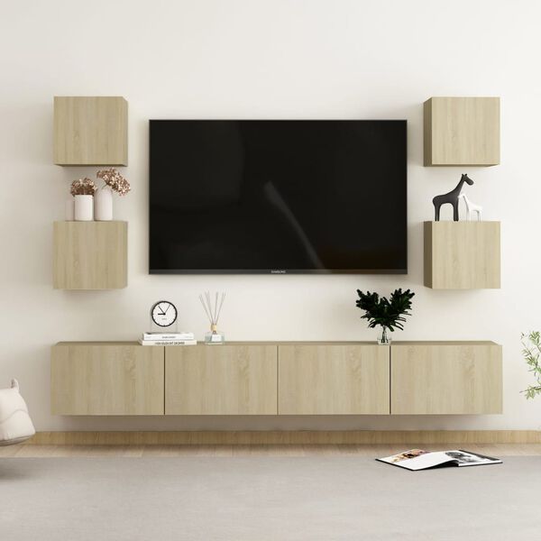vidaXL Set di Mobili TV 6 pz Rovere Sonoma in Legno Multistrato