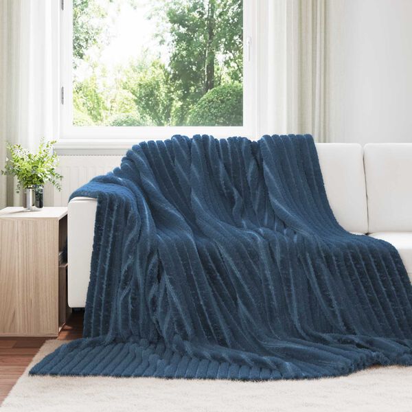 vidaXL Coperte da Pile 6 pcs Blu navy 240 x 220 cm Panno