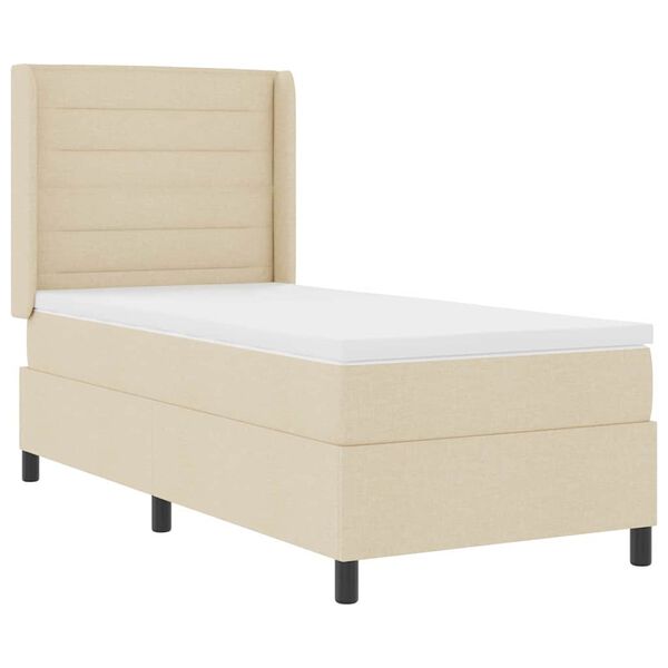 vidaXL Letto a molle con materasso Crema 90 x 190 cm Tessuto