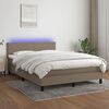 vidaXL Letto a Molle con Materasso e LED Tortora 140x190 cm in Tessuto
