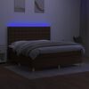 vidaXL Letto a Molle Materasso e LED Marrone Scuro 160x200 cm Tessuto