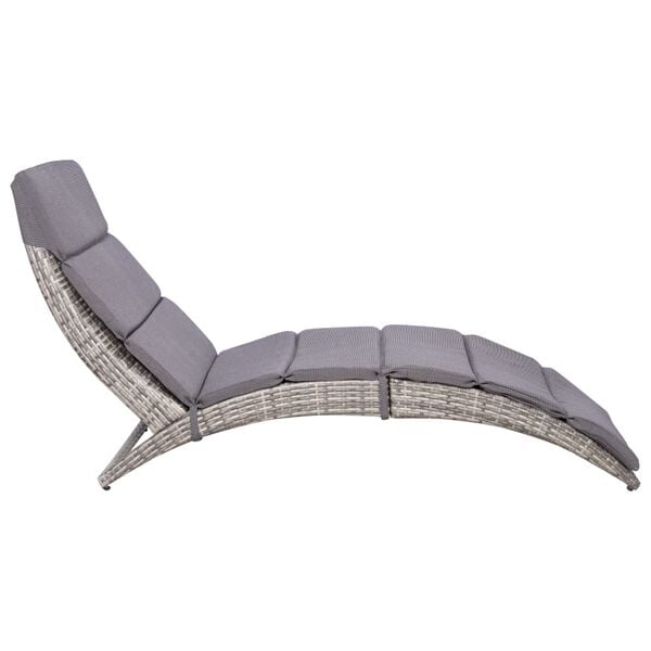 vidaXL Lettino Prendisole Pieghevole con Cuscino in Polyrattan Grigio