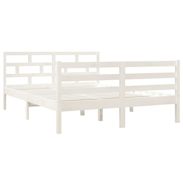 vidaXL Giroletto Bianco in Legno Massello di Pino 140x190 cm