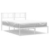 vidaXL Giroletto con Testiera Metallo Bianco 135x190 cm