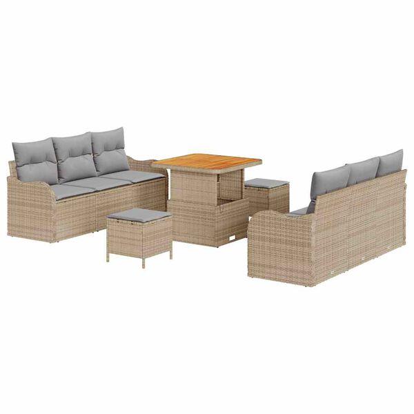 vidaXL Set Divano da Giardino con cuscino 9 pcs Beige e Grigio Chiaro