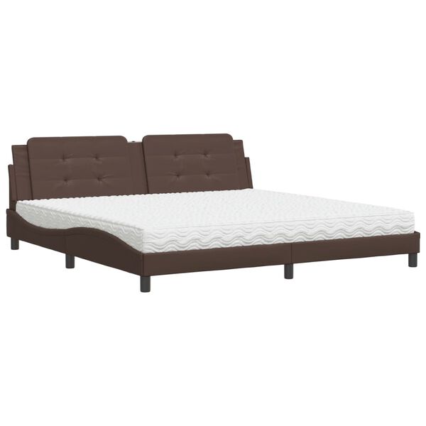 vidaXL Letto con Materasso Zadar Marrone 200x200cm in Similpelle