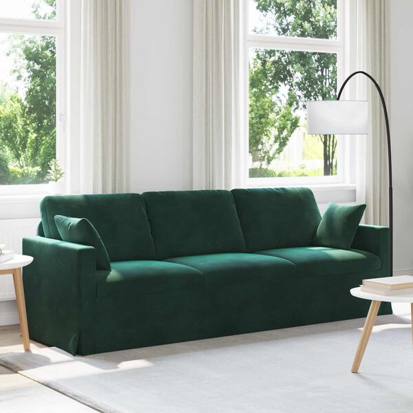 vidaXL Divano Verde Scuro 228 x 78 x 80 cm Velluto
