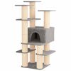vidaXL Albero per gatti con pali per graffiare in sisal Grigio Chiaro