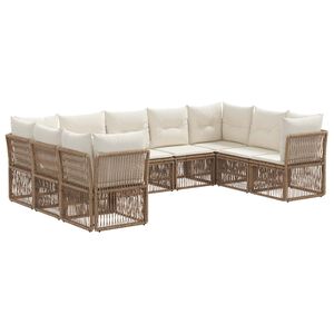 vidaXL Set Divano da Giardino 9 pcs Beige polyrattan
