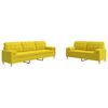 vidaXL Set di Divani 2 pz con Cuscini Giallo Chiaro in Tessuto