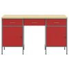 vidaXL Mobile da lavoro con cassetto 3 pcs Rosso 150 x 55 x 85 cm