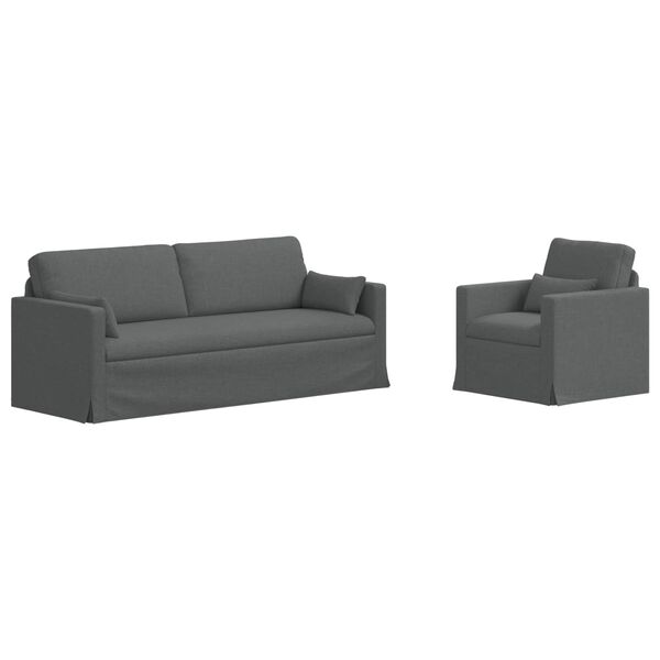 vidaXL Divano 2 pcs Grigio scuro 198 x 78 x 80 cm Tessuto