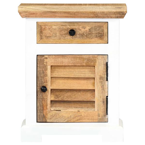 vidaXL Comodino Bianco e Marrone 40x30x50 cm in Legno di Mango Grezzo