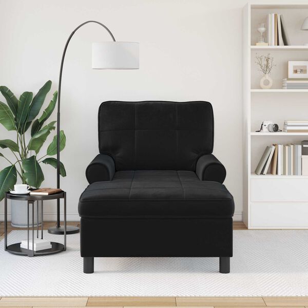 vidaXL Chaise Lounge con cuscino Nero 91 x 157 x 91 cm Velluto