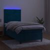 vidaXL Letto a Molle con Materasso e LED Blu Scuro 100x200 cm