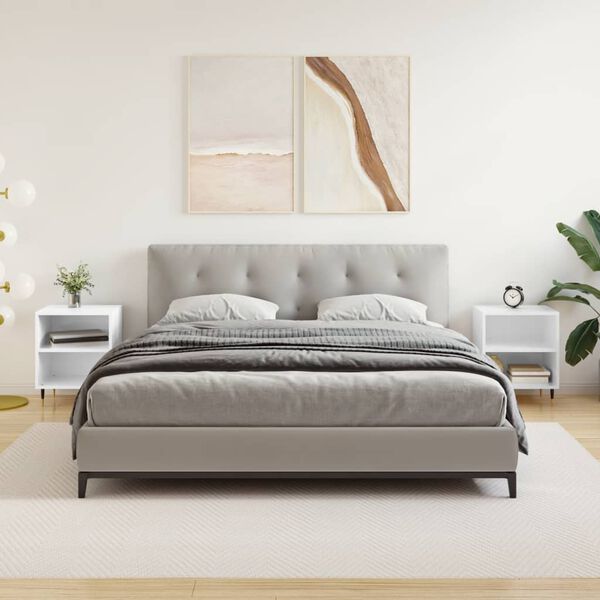 vidaXL Comodini 2 pz Bianco Lucido 40x30x50 cm in Legno Multistrato