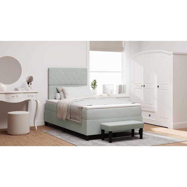 vidaXL Letto a molle con materasso Grigio chiaro 120 x 200 cm Velluto