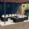vidaXL Set Divani da Giardino 14 pz con Cuscini in Polyrattan Nero