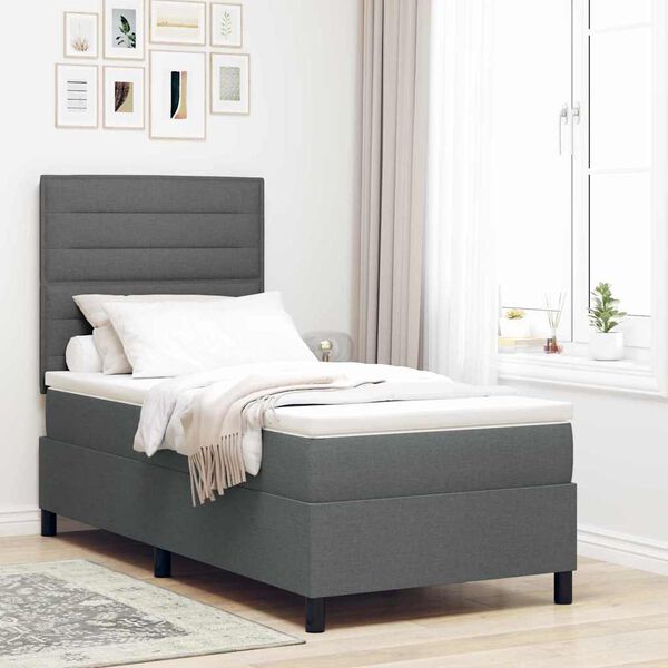 vidaXL Letto a molle con materasso Grigio scuro 80 x 200 cm Tessuto