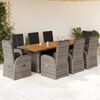 vidaXL Set da Pranzo da Giardino 9 pz con Cuscini in Polyrattan Grigio
