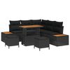 vidaXL Set Divano da Giardino 8 pz 7-Numero di posti Nero Poly Rattan