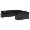 vidaXL Set Divani da Giardino 11 pz con Cuscini in Polyrattan Nero