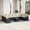 vidaXL Set di divani con cuscino 11 pcs Nero polyrattan
