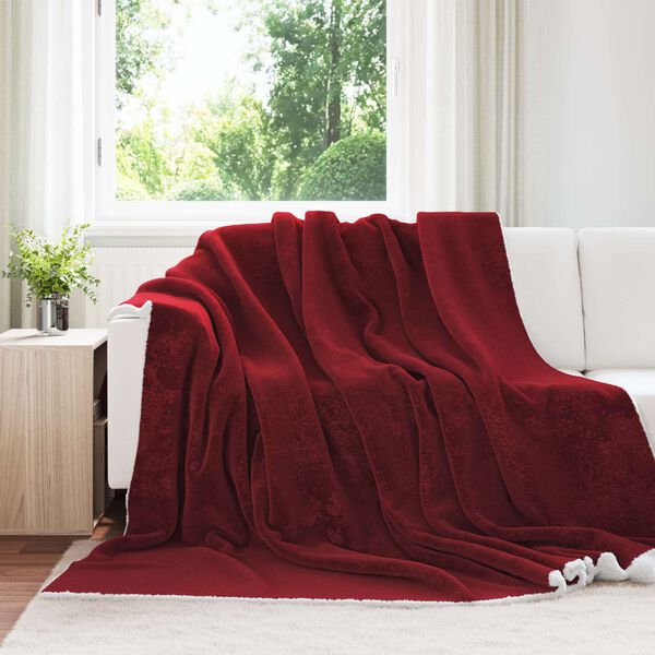 vidaXL Coperta Rosso Bordeaux 220 x 240 cm Panno