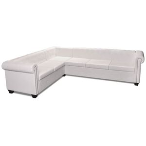 vidaXL Divano Angolare Chesterfield a 6 Posti Pelle Artificiale Bianca