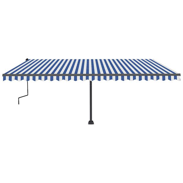 vidaXL Tenda da Sole Retrattile Manuale LED 500x350 cm Blu e Bianca