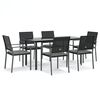 vidaXL Set Pranzo da Giardino 7 pz con Cuscini in Polyrattan e Acciaio