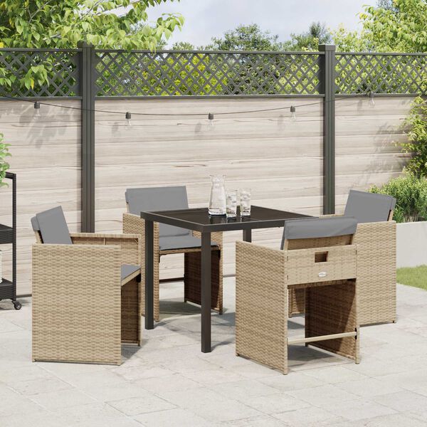 vidaXL Set da Pranzo per Giardino 5 pcs Beige polyrattan