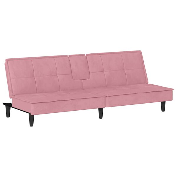 vidaXL Divano Letto con Portabicchieri in Velluto Rosa