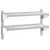 vidaXL Mensola Muro 2 Ripiani 100x30x60cm Argento Acciaio Inossidabile