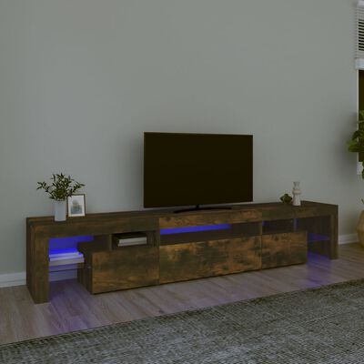 vidaXL Mobile Porta TV con Luci LED Rovere Fumo 215x36,5x40 cm