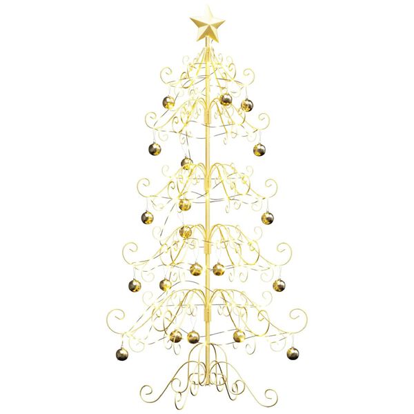vidaXL Albero di Natale in metallo con supporto Oro 150 cm