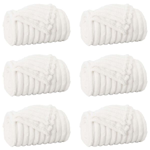 vidaXL Coperte da Pile 6 pcs Bianco 200 x 150 cm Panno