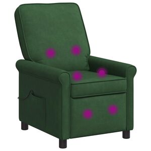 vidaXL Poltrona massaggiante reclinabile Verde Scuro 69 x 95 x 101 cm