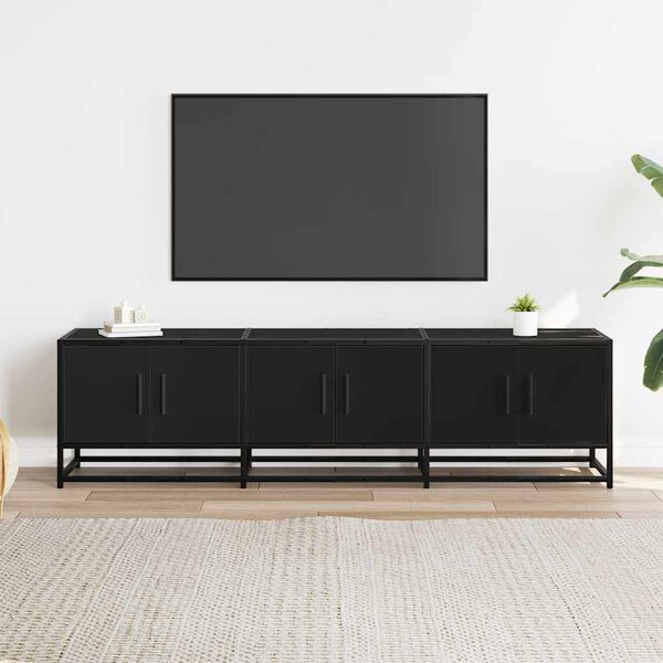 vidaXL Mobile Porta TV Nero 150x35x41 cm in Truciolato e Metallo