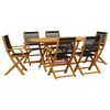 vidaXL Set Pranzo da Giardino 7 pz Nero Polipropilene e Legno Massello