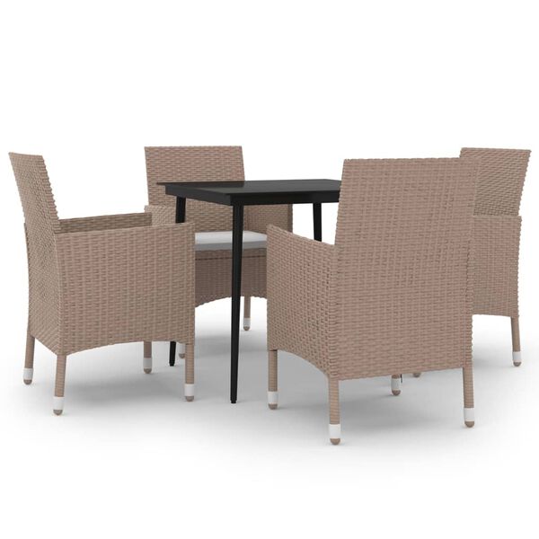 vidaXL Set da Pranzo per Giardino 5 pz con Cuscini Polyrattan e Vetro