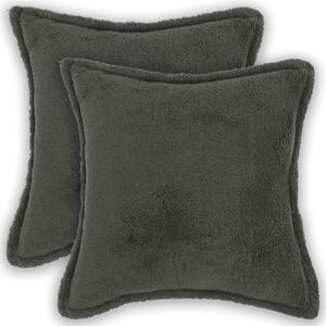 vidaXL Federa 2 pcs HOUTEN Grigio Scuro 30 x 30 cm Boucl&eacute;